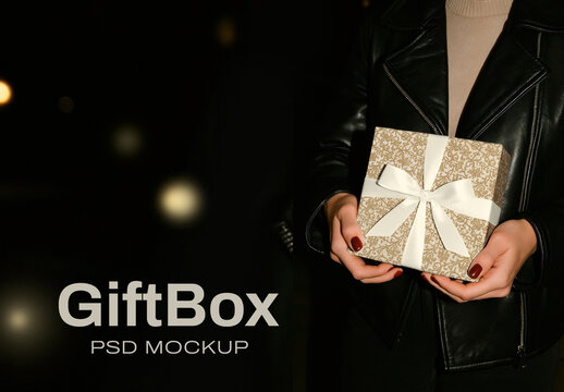 Elegant Gift Box Mockup Design PSD