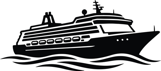 Cruise ship silhouette sailing on the ocean