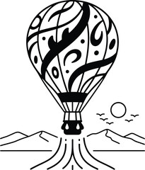 Hot air balloon silhouette ascending into the sky
