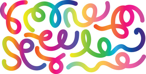 Colorful swirling abstract lines with gradient fill on white background vector