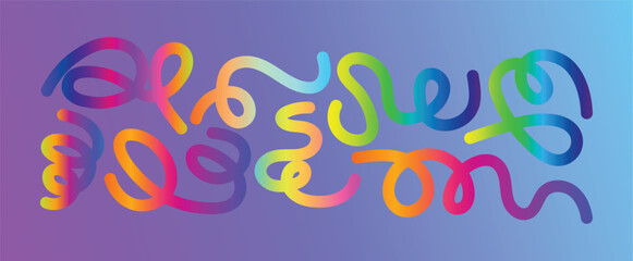 Colorful gradient wavy lines on purple blue background vector art abstract