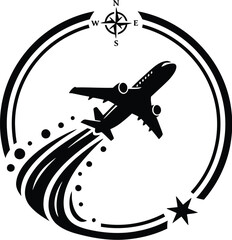 Airplane silhouette flying with a distinct contrail in sky