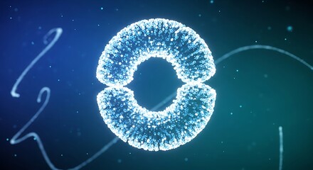 Dynamic glowing particle structure creates a modern tech vibe with swirling energy trails, perfect for science, technology, or innovative business concepts and presentations.