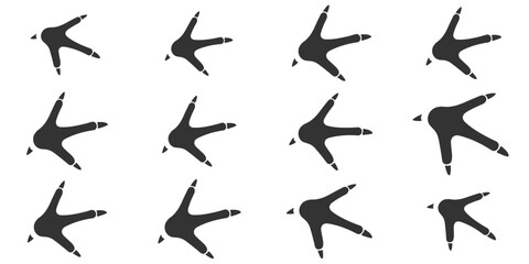 Chicken Footprint Path Vector – Forward and Backward Bird Tracks Icon Illustration 