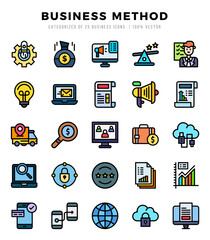 Set of Business Method icons in Lineal Color style. Lineal Color Icons symbol collection.