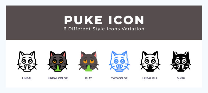 Puke cat symbol. logo. icon vector illustration.