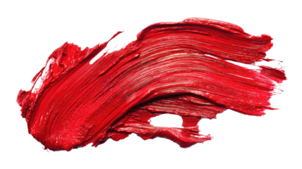 Thick, textured stroke of vibrant red paint on a dark background