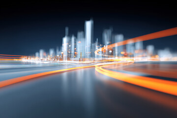Fototapeta premium Illuminated city road light trail illustrations and urban life concepts