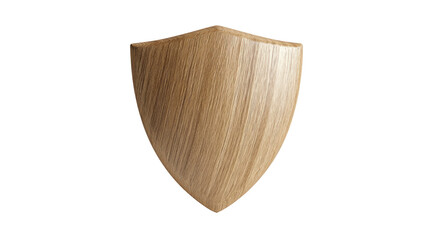 Wood-grain shield, centered, light brown, isolated on black background