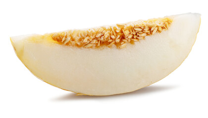 Canary melon slice isolated on white background. File contains clipping path.