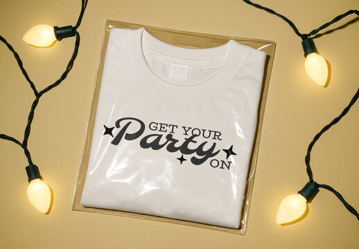 Festive Tshirt Mockup With Lights PSD