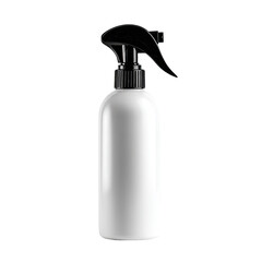 White spray bottle with black trigger on a stark black background