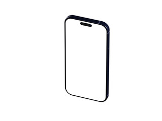 Clean isometric smartphone mockup with blank screen. Perfect for app presentations, website designs, and technology concepts.