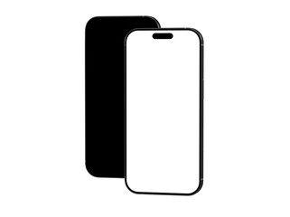 High-quality mockup of two smartphones, one with a black screen and the other with a white screen. Perfect for app presentations or website des