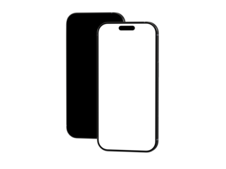 High-quality mockup of two smartphones, one with a black screen and the other with a white screen. Perfect for app presentations or website des