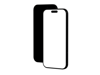 High-quality image of a smartphone mockup with a black screen and a white screen. Perfect for app presentations and website designs.