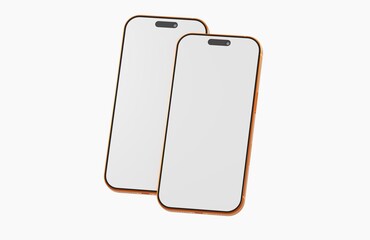 Two smartphones isolated, perfect for UI UX design, app presentation or mockup. Ready to add your screen