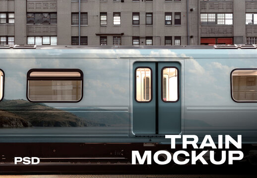 Realistic Train Mockup Design PSD