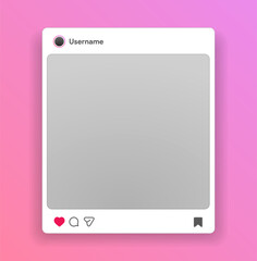 Instagram post template.  Social media publication marketing mock up. Twitter like, share, comment, save, repost icon. Vector illustration