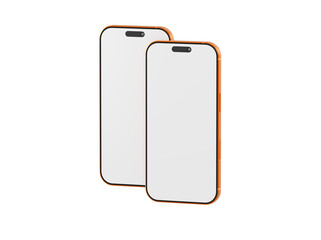 Two modern smartphones with blank screens, perfect for mockup, product presentation, or tech...