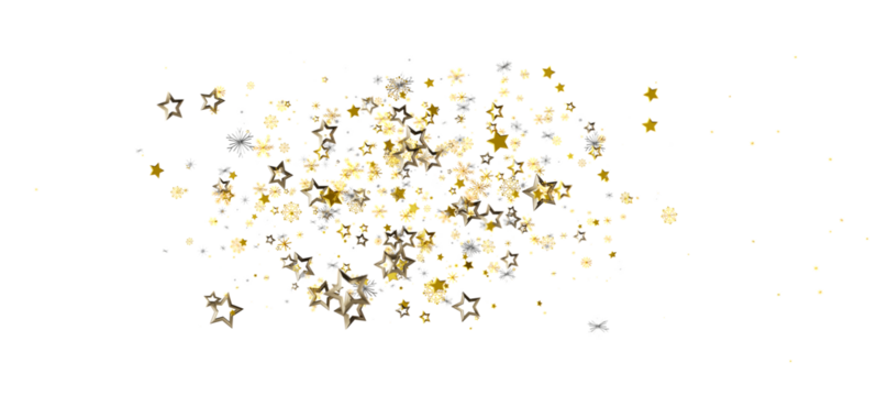 Abstract background with gold stars and silver snowflakes confetti, perfect for holiday design projects, invitations, and celebratory themes. Id - Powered by Adobe