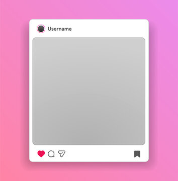 Instagram post template.  Social media publication marketing mock up. Twitter like, share, comment, save, repost icon. Vector illustration