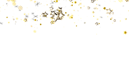 Festive abstract design featuring falling golden stars and snowflakes on a clean white backdrop, perfect for holiday celebrations and winter the