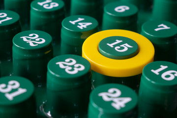 Highlight Number Fifteen with Yellow Circle &ndash; Concept of Important Date, Deadline, Anniversary, planning, schedule, and time management