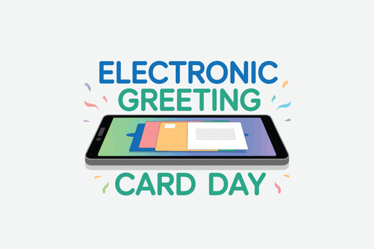 Electronic Greeting Card Day Illustration with Tablet and Heart Greeting