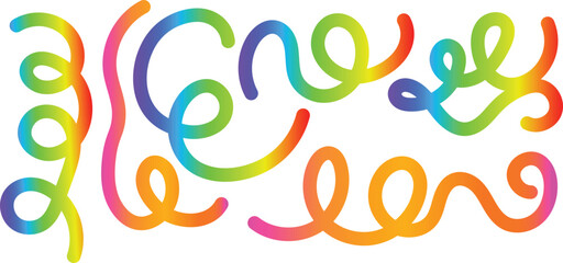 Abstract rainbow gradient wavy lines and curves on white background vector