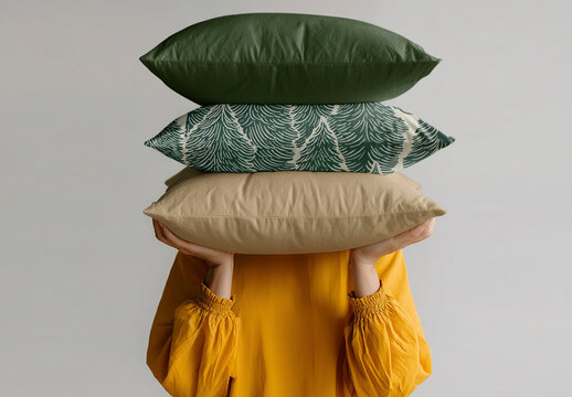Stacked Pillows Mockup With Vibrant Colors PSD