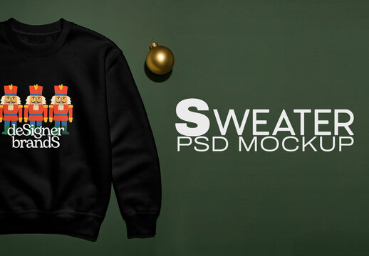 Sweater Mockup With Nutcracker Design PSD