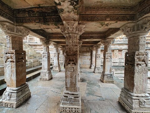 Rani ki Vav in Patan, Gujarat, India a UNESCO World Heritage Site and one of the finest stepwells in India. Built in the 11th century by Queen Udayamati