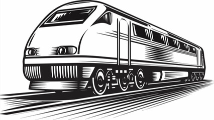 Sleek modern high speed train speeding along tracks, dynamic transport illustration