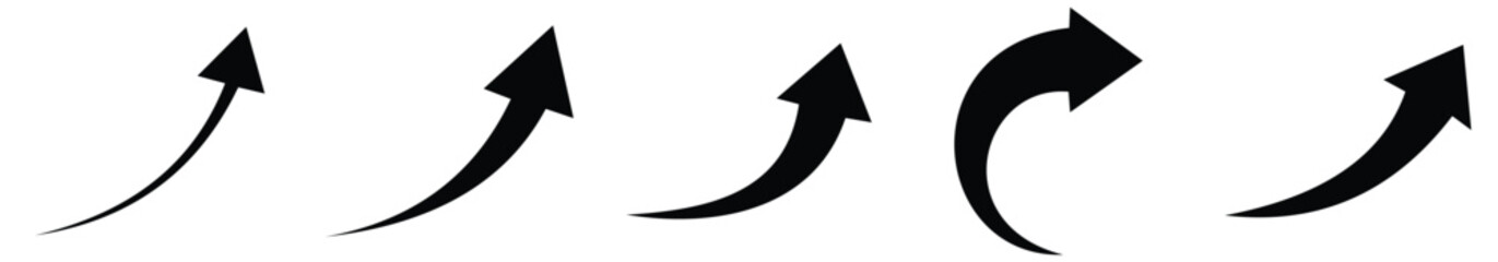 Set of Black Arrow Icons – Flat Vector Arrows and Direction Symbols Collection, Vector illustration.