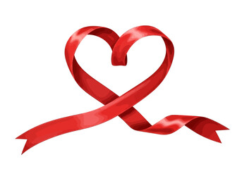 Elegant Red Ribbon Heart Shape for Valentines Day.