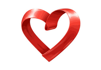 Red Ribbon Heart Shape Illustration for Valentines Day.