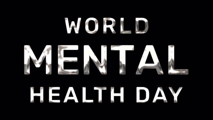 World Mental Health Day golden text with roulette animation on alpha channel. Ideal for mental health related campaigns.