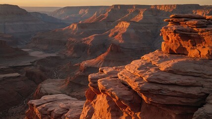 Red rocks in the sunset glowing cliffs warm golden sky dramatic evening light natural landscape vibrant desert stones illuminated by sunset beautiful scenic view