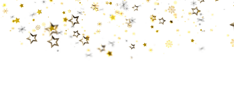 Elegant abstract background with golden stars and silver snowflakes on white, perfect for Christmas, New Year and party invitations, decorations - Powered by Adobe