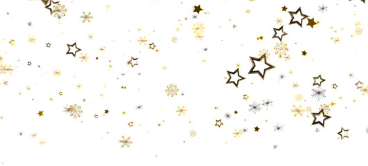 A festive abstract background featuring golden stars and snowflakes. Perfect for holiday designs, greeting cards, or elegant event promotion.