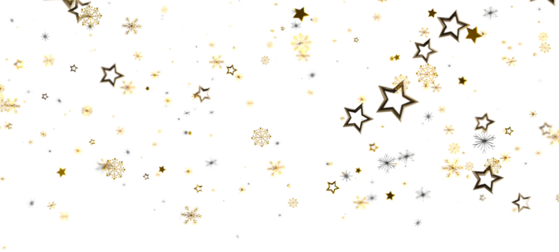 A festive abstract background featuring golden stars and snowflakes. Perfect for holiday designs, greeting cards, or elegant event promotion.