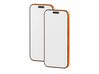 Two blank smartphone screens perfect for app design, UI, or advertisement. Ideal for mockups and technology con