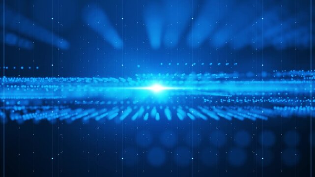 Big data technology background with abstract digital network and data flow visualization.