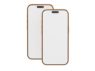Two blank modern smartphones. Use this image for creating a mockup showcasing your UI or app designs. Perfectly