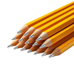 Yellow pencils neatly stacked in a row against a dark background