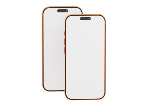 Gold smartphones. Minimalistic blank screens. Technology, connectivity, innovation. Showcase your app designs o