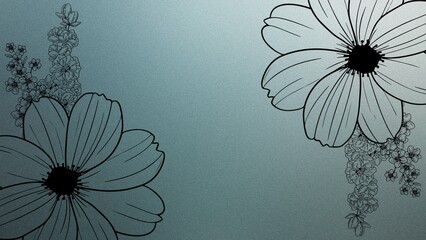 Elegant Blue Background with Floral Line Art
