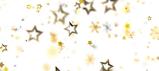 Abstract gold star and snowflake background. Perfect for winter holiday designs, celebrations, and New Year wishes. Use for digital and print me