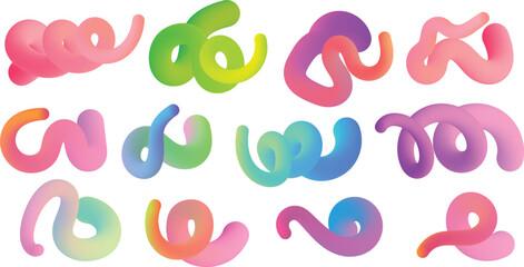 Collection of 12 abstract fluid shapes with vibrant gradient colors colorful